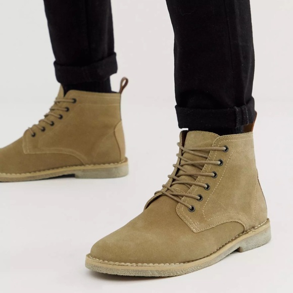 ASOS DESIGN desert chukka boots in stone suede with leather detail. - Picture 14 of 16